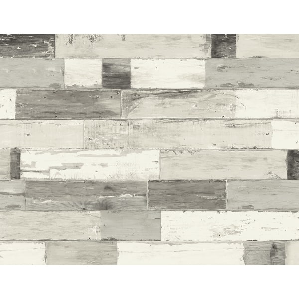 slide 2 of 3, Seabrook Designs Reclaimed Faux Planks Unpasted Wallpaper 27 in. W x 27 ft. L - Grey Wash