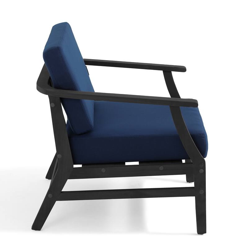 Outdoor Teak Wood Club Chairs with Cushions (Set of 2)