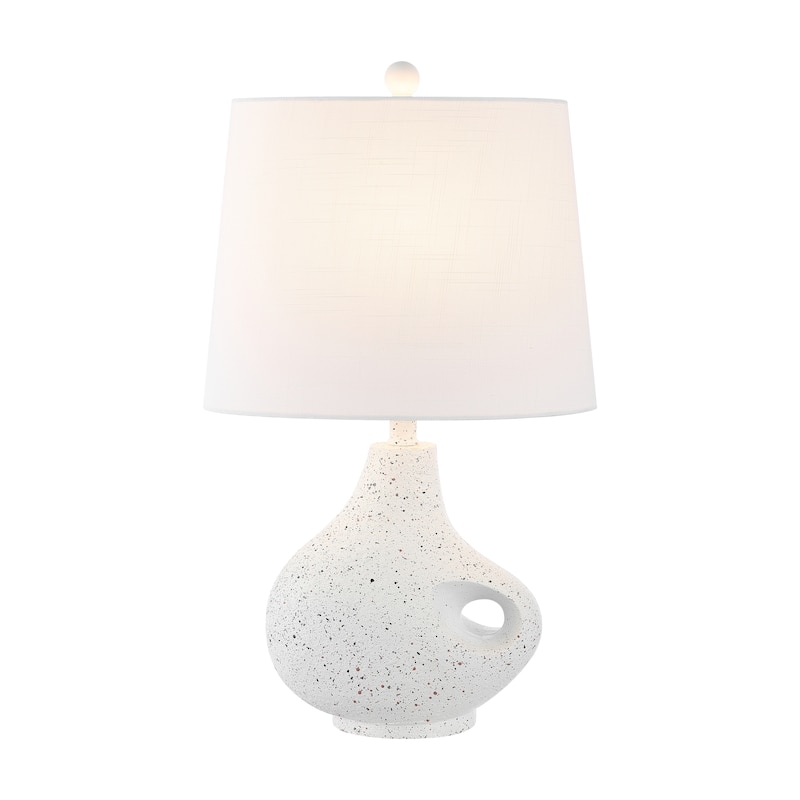 Dylan 24" Minimalist Designer Iron/Resin Oval Shade LED Table Lamp, White Terrazzo by JONATHAN Y