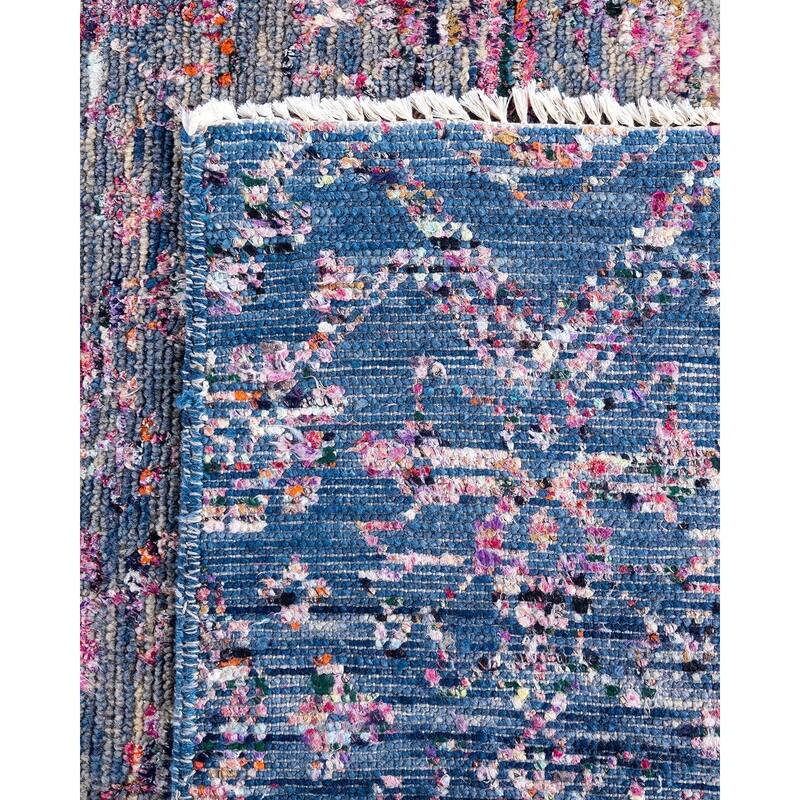 Modern One-of-a-Kind Handmade Area Rug - Blue, 7' 10" x 9' 10" - 7' 10" x 9' 10"