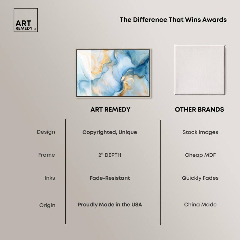 Blue Veined Gold Canvas by Art Remedy