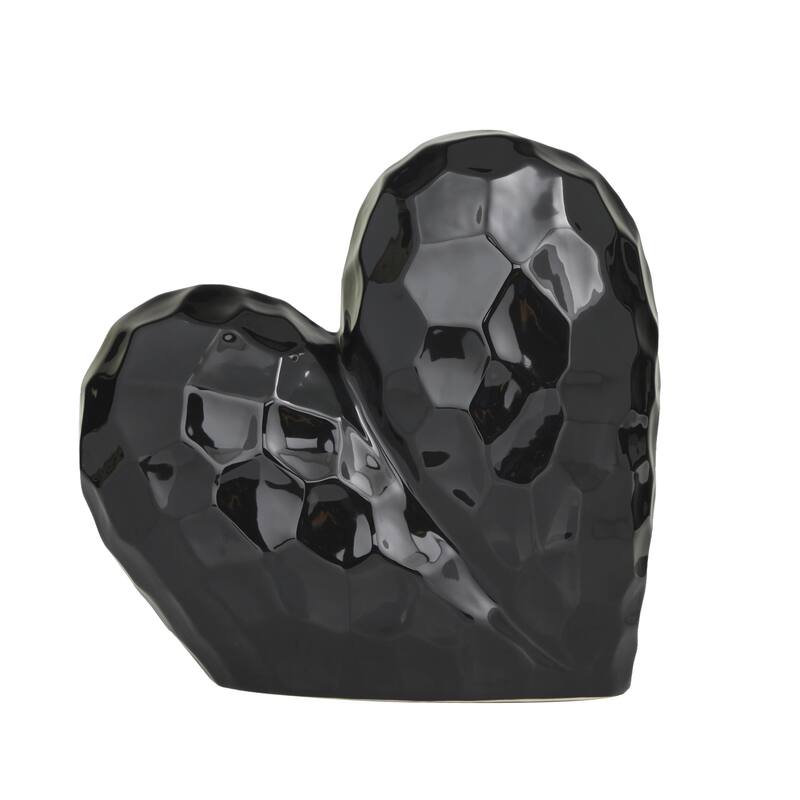 Gold, Black, Silver or White Porcelain Ceramic Dimensional Angled Origami Inspired Heart Decorative Sculpture