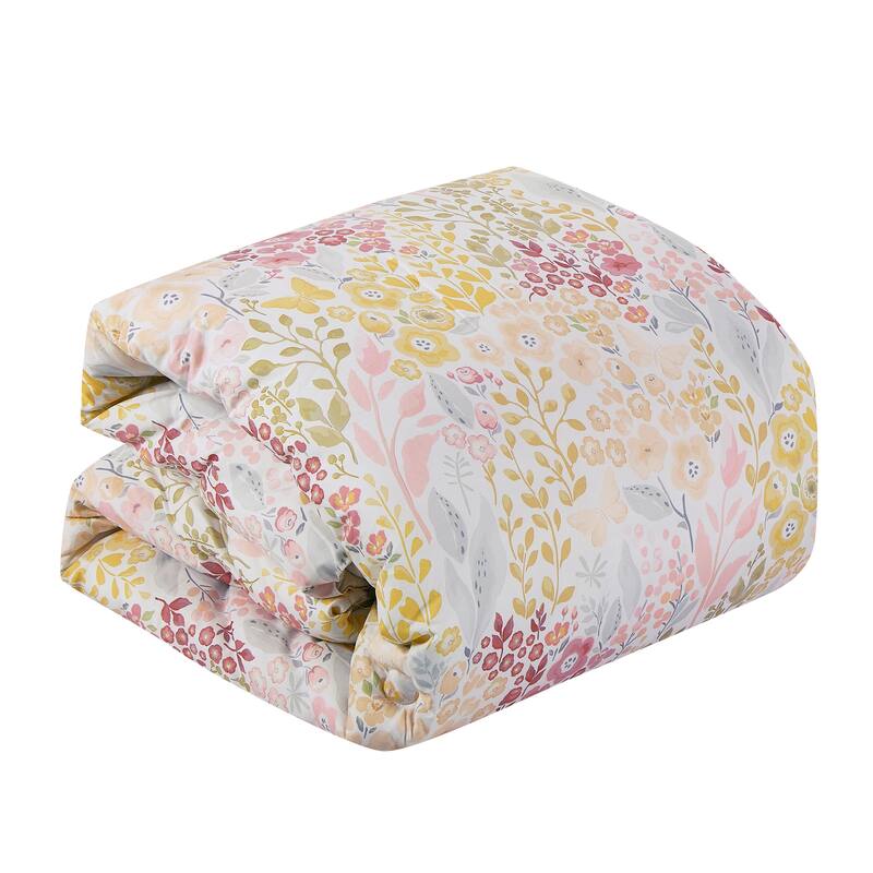 7 pieces floral bed in a bag comforter set