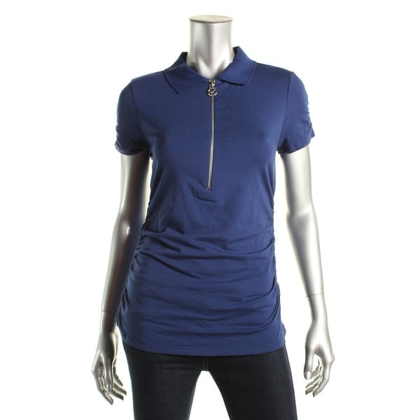 michael michael kors short sleeve ruched polo top