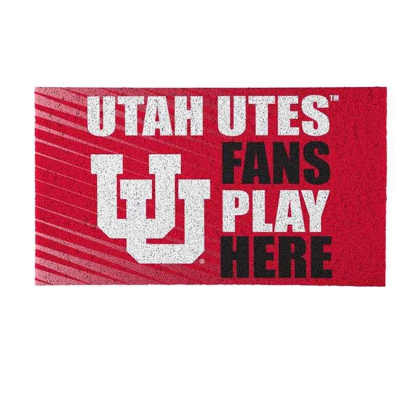 28 in. x 16 in. University of Utah "Fans Play Here" PVC Door Mat