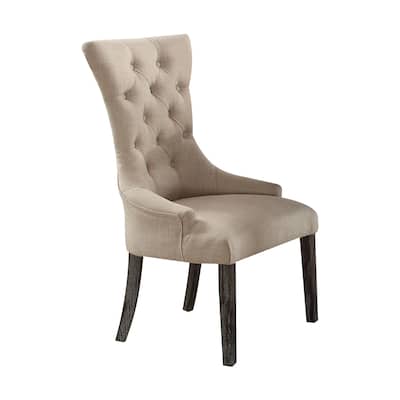 Gerardo Beige Linen & Weathered Espresso Finish Side Chair (Set of 2)