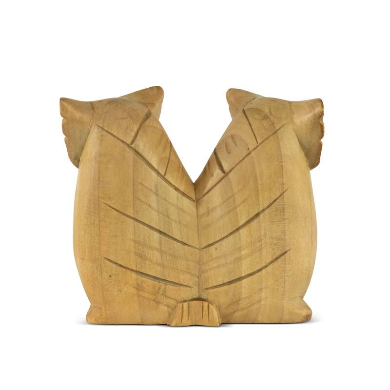 Wooden Handmade Owl and Family Figurine Handcrafted Hoot Statue Art Home Decor Sculpture Hand Carved Decorative Accent