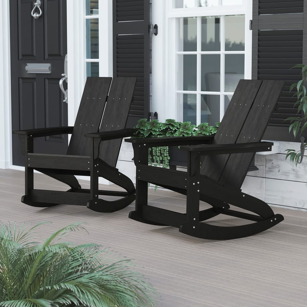 Indoor/Outdoor modern 2-Slat Adirondack Poly Resin Rockers - Set of 2