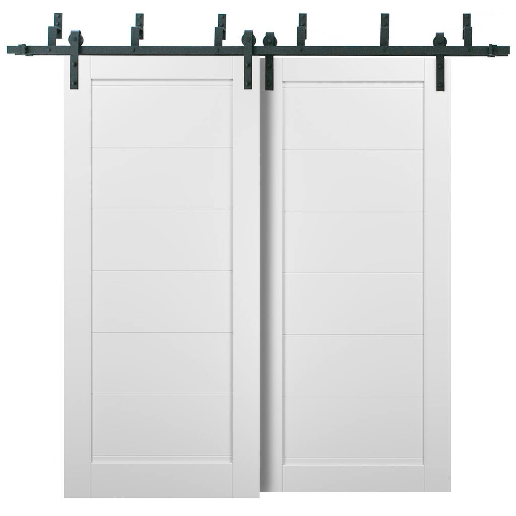 Barn Bypass Doors 6.6ft Hardware / Quadro 4115 White Silk