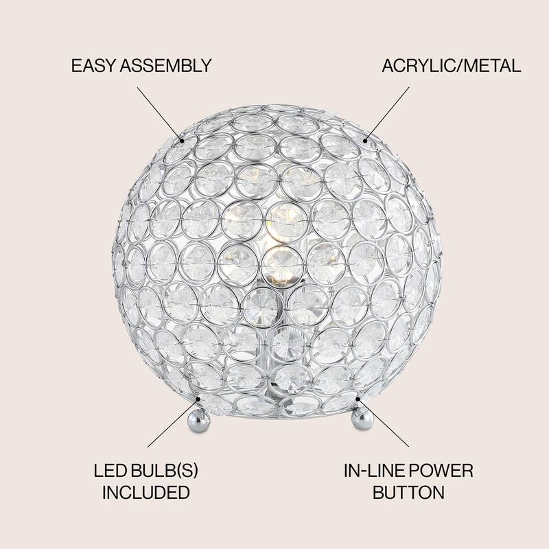 Alyssa 8.25" Acrylic/Metal LED Table Lamp, Clear by JONATHAN Y