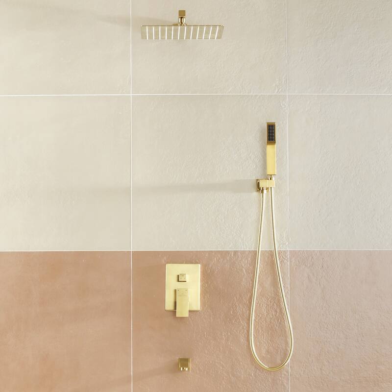 3-Function 12-In Wall Mounted Shower System with Tub Faucet