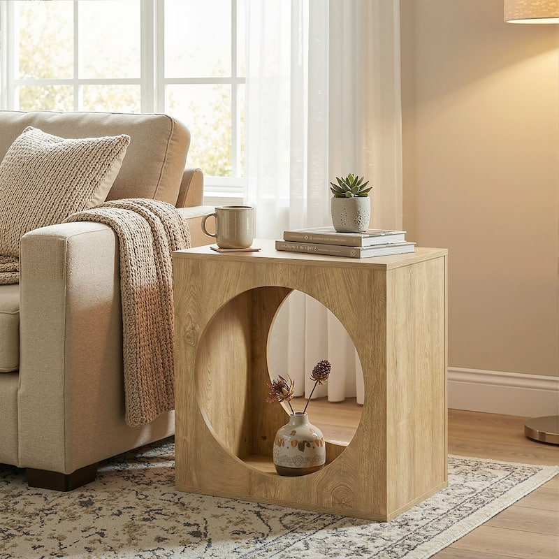 End Table for Living Room, Modern Side Table with Storage Shelf, Bedside Nightstand for Living Room, Bedroom