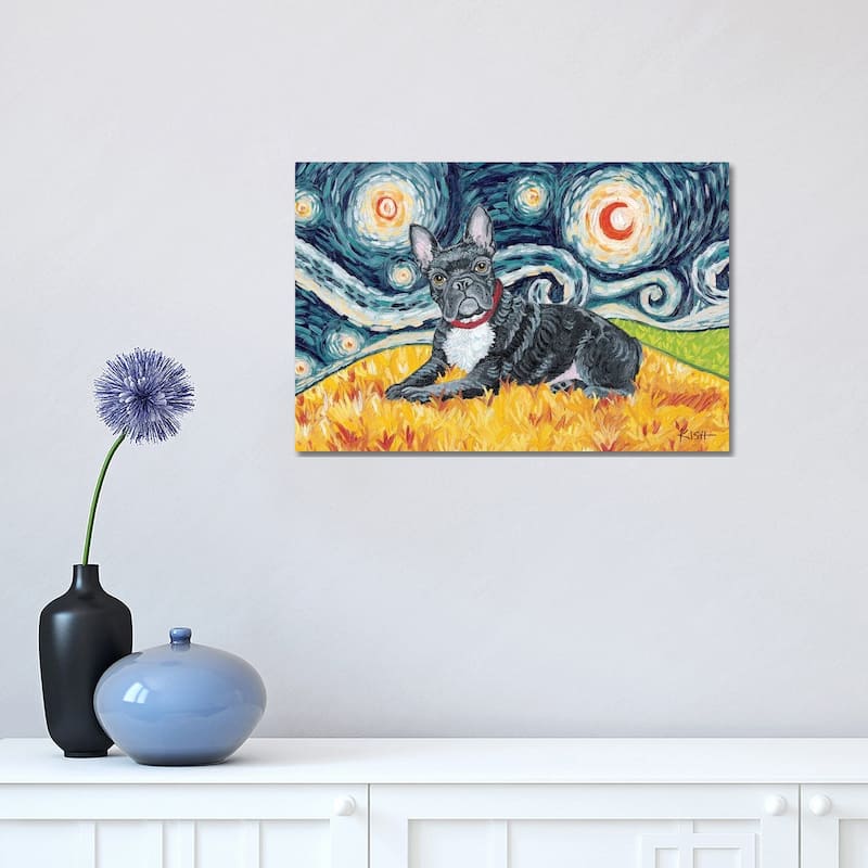 iCanvas "French Bulldog On A Starry Night" by Gretchen Kish Serrano Canvas Print - 12x18x1.5