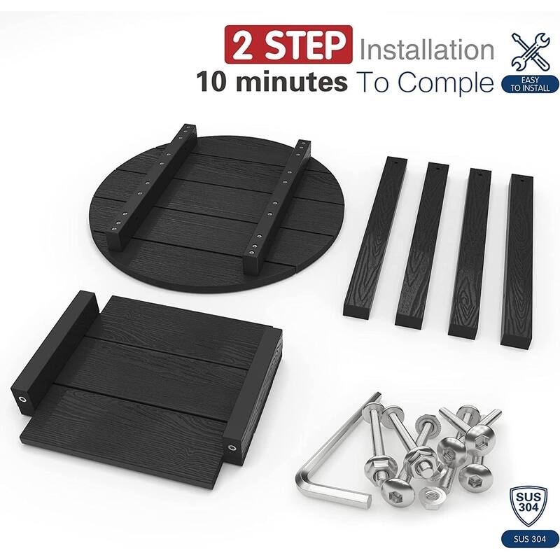 WINSOON All Weather HIPS Outdoor Round 2-Tier Outdoor Side Tables Adirondack Tables