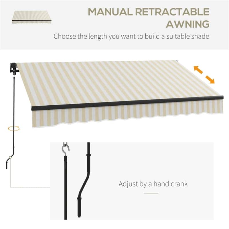 98.5" Wide Outdoor Adjustable Retractable Awning with UV Protected and Aluminum Frame - 98.5" W x 78.75" D