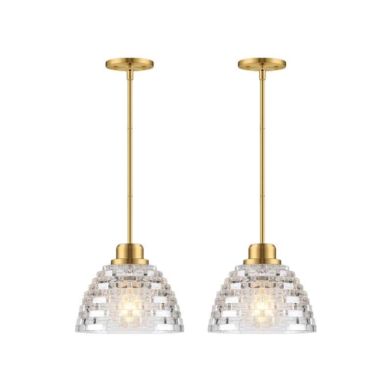 2 Pack bulbs light gold light fixtures glass, metal pendant light