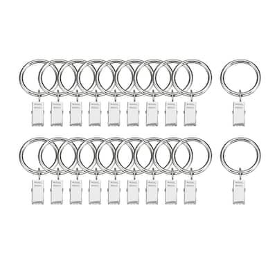 20Pack Curtain Clips Rings Drapery Shower Ring w Clips 1.38" Interior Dia Silver