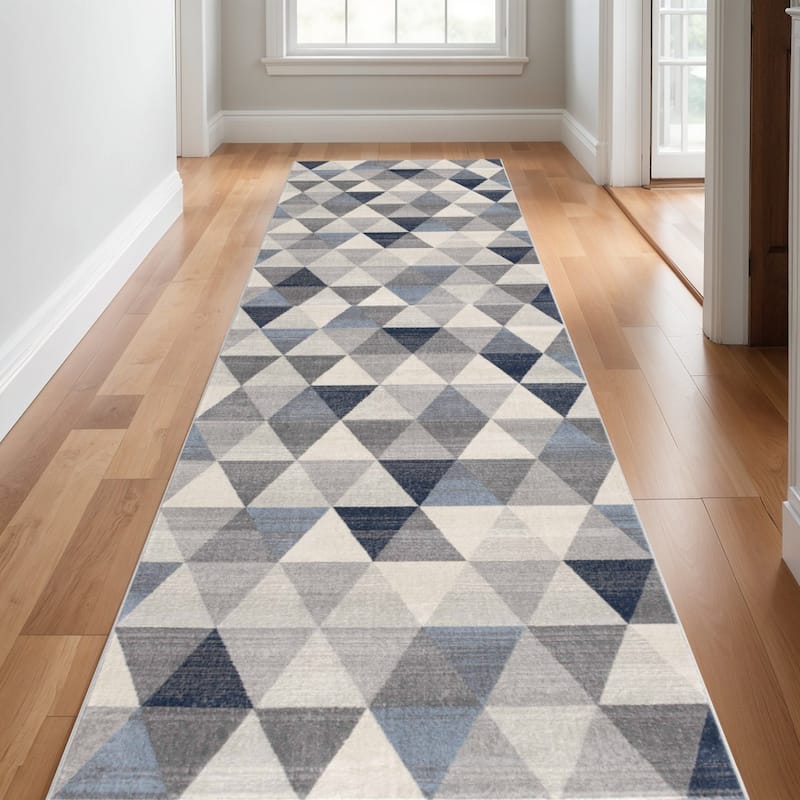 HomeRoots Geometric Coastal Runner Area Rug - 168 in. x 27 in. x 0.4 in. - 168 in. x 27 in.  x 0.4 in.