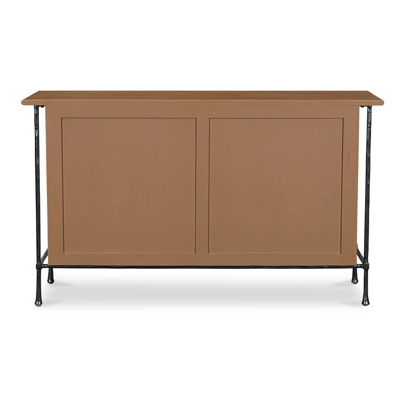 NADAAL STUDIOS Valenor Brown Acacia Wood and Hammered Iron 6-Drawer Dresser
