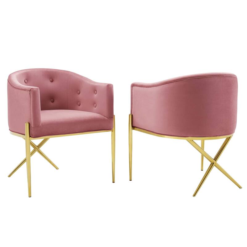 Savour Accent Dining Armchair Performance Velvet Set of 2 - Dusty Rose