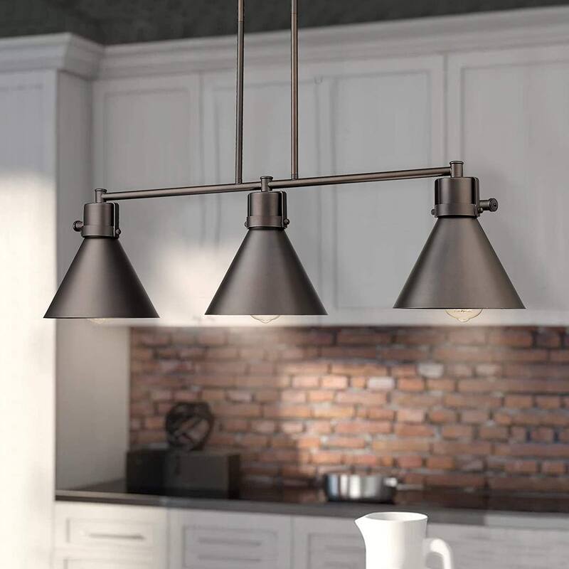 3-Light Farmhouse Pendant Light, Industrial Kitchen Island Lighting Fixture - ‎Oil-rubbed Bronze