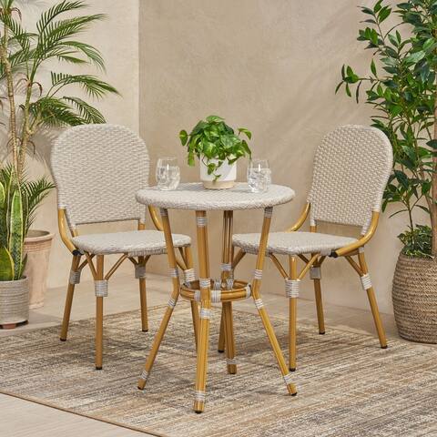 Arthur Outdoor Aluminum and Wicker Outdoor French Bistro Set by Christopher Knight Home