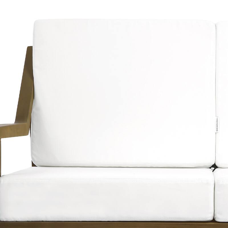 Outdoor Wood Teak Patio 2 Seater Loveseat with Cushion