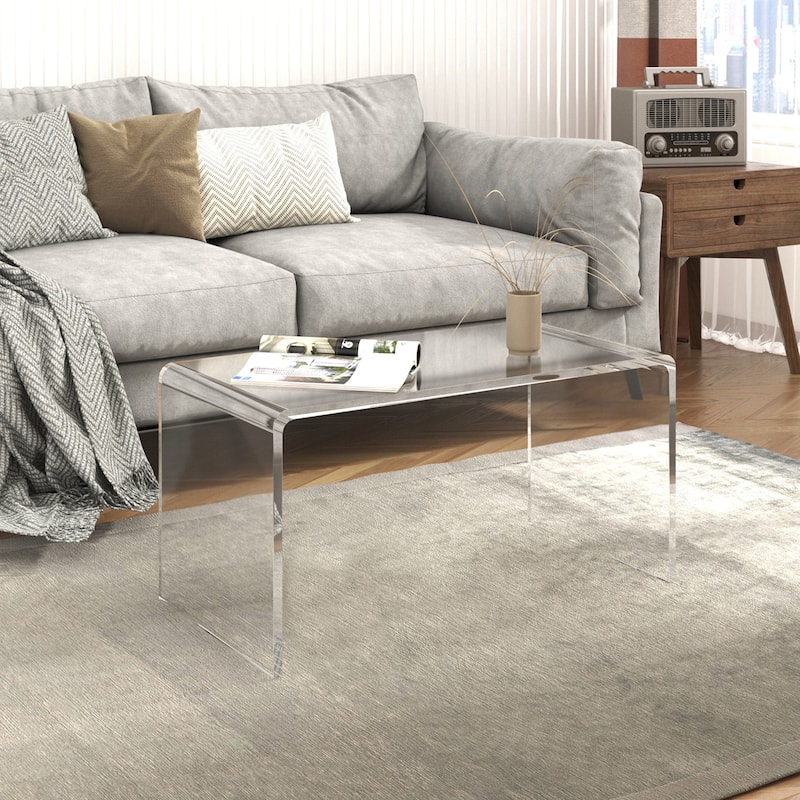 Rectangle All Acrylic 15mm Thick Waterfall Coffee Table - Clear