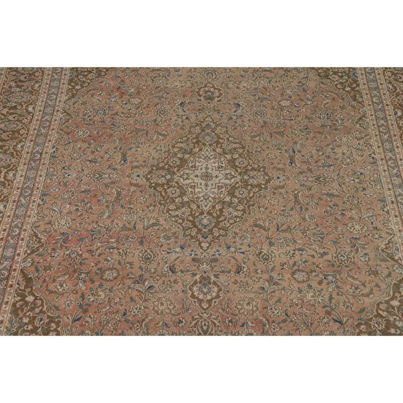 Traditional Mashad Persian Area Rug Hand-Knotted Wool Carpet - 9'10" x 11'11"