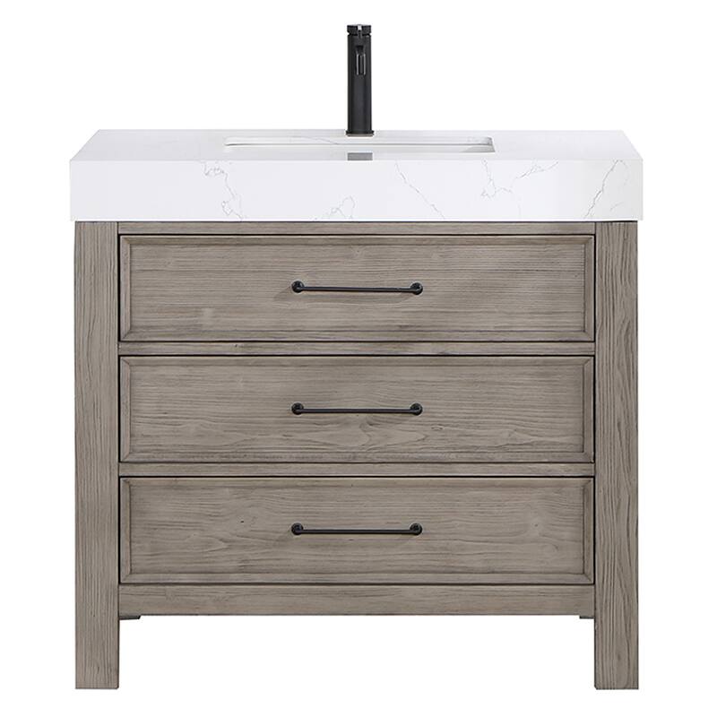 Leon 36 in. Single Bathroom Vanity with Composite Stone Top