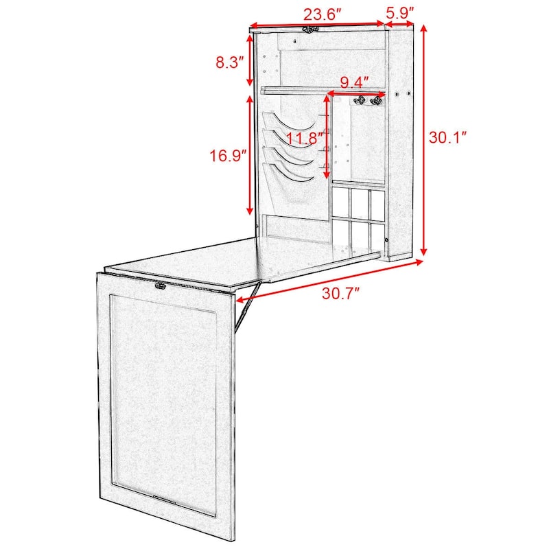 Costway Wall Mounted Table Convertible Desk Fold Out Space Saver