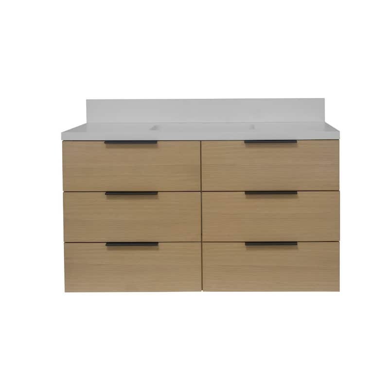 KitchenBathCollection Oslo 42" Floating Wall-Mounted Bathroom Vanity with Matte White Top