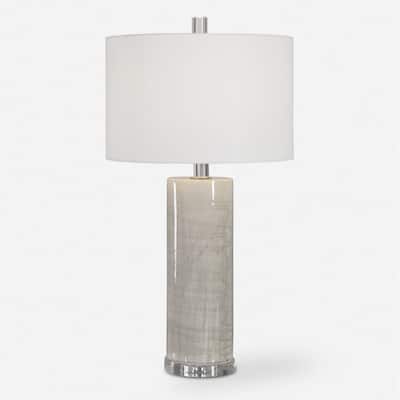 Ceramic Table Lamp with Drum Shade - 32" - Beige and White