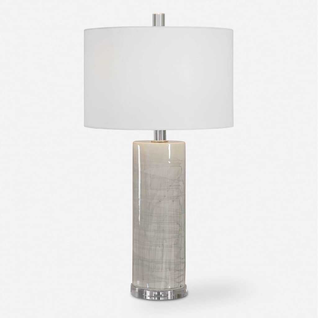 Ceramic Table Lamp with Drum Shade - 32" - Beige and White