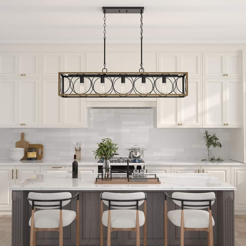 Acroma 5-Light Black Modern Industrial Linear Chandelier