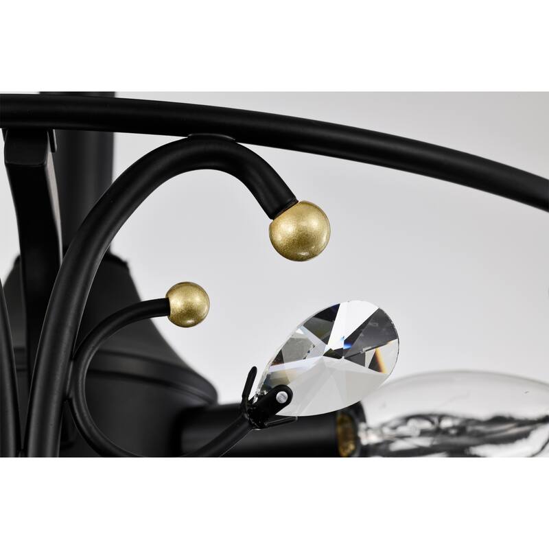 Matte Black and Gold 16 Inch Crystal Fandelier