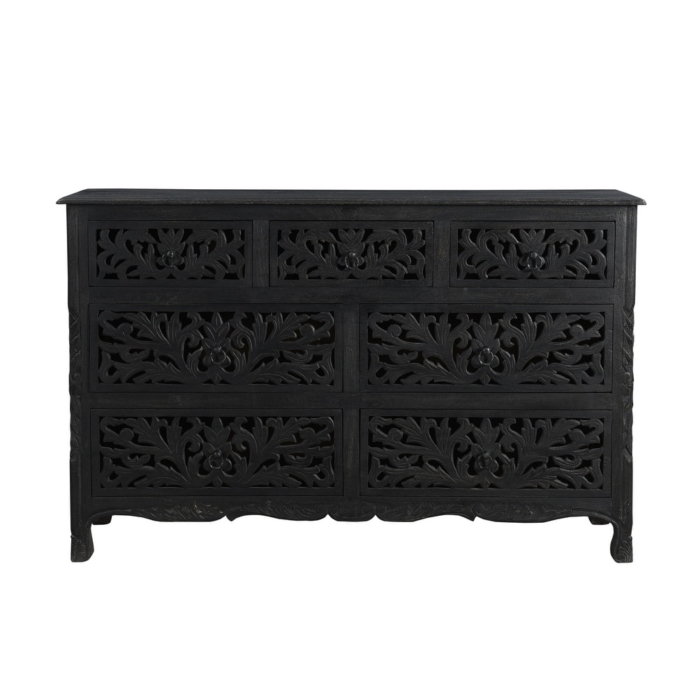 Florence Floral Carved Wood 7-Drawer Dresser