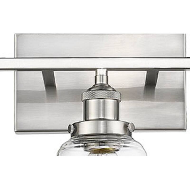 3-Light Nickel Bath Bar Vanity Light with Clear Glass