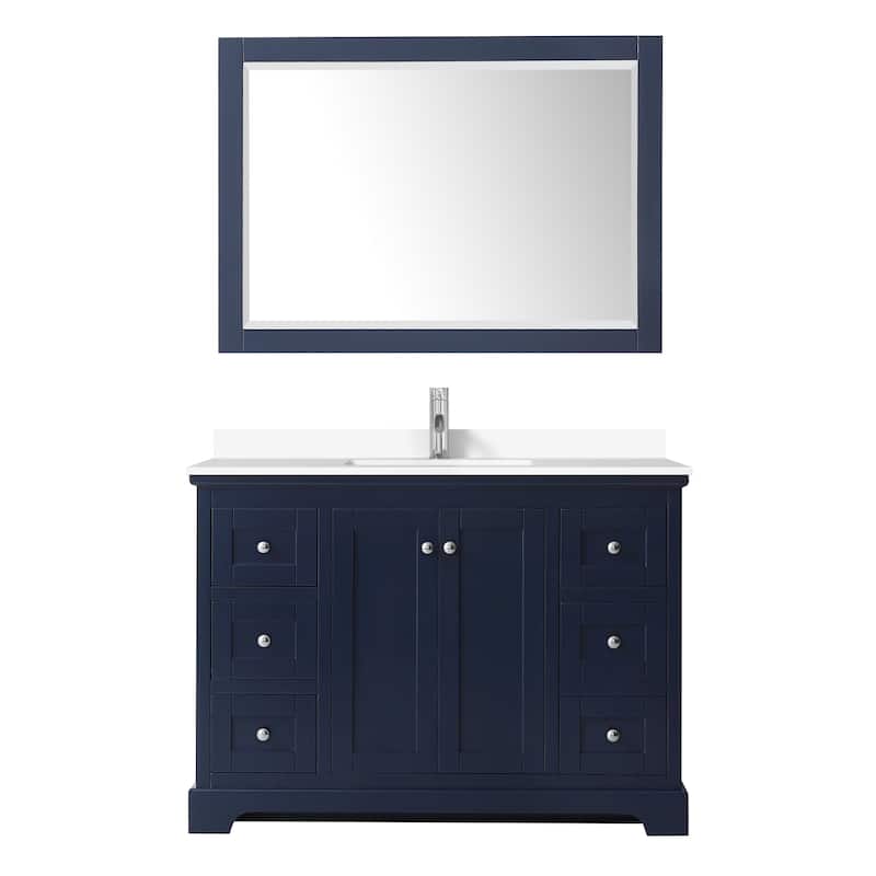 Avery 48 Inch Single Vanity, Cultured Marble Top, 46 Inch Mirror