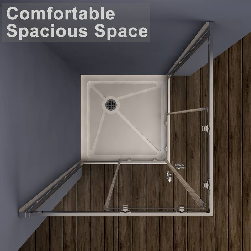 Elegant Corner Shower Enclosure 34.in W x 72.in H Double Sliding Shower Door in Chrome Finish(Shower Base Not Included)