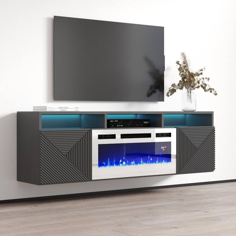 Giza WH-EF Wall Mounted Electric Fireplace Modern 63" TV Stand