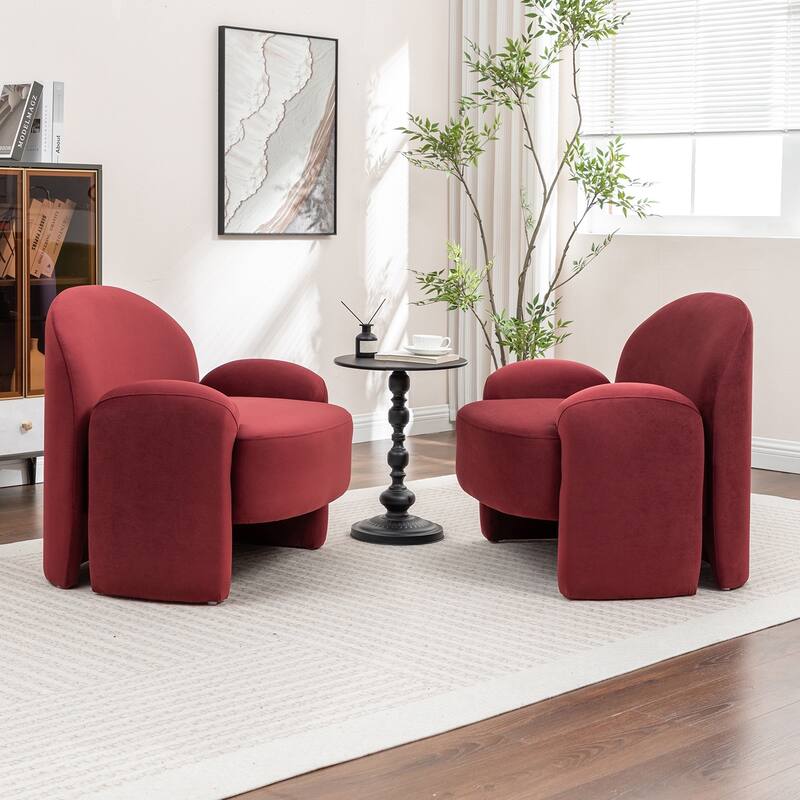 SEYNAR Modern Glam Velvet Thickened Seat Cushion Accent Chair Set of 2