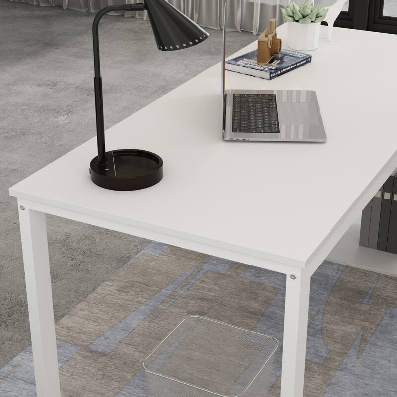 55" L-Shaped Computer Desk - Storage Workstation - 5 Colors Large