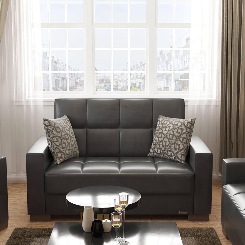 Collection Upholstered Convertible Loveseat With Storage