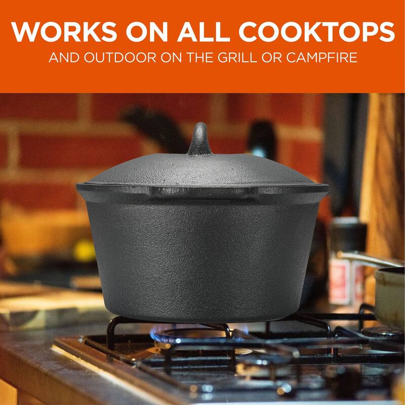 2.0 Qt Cast Iron Saucepan with Lid - Black