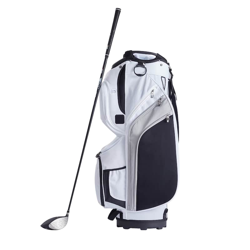 Golf Cart Bag with 14 Way Organizer Divider Top, Durable Golf Bags with Handles & Dust Cover & Detachable Straps for Men & Women - White - 36"