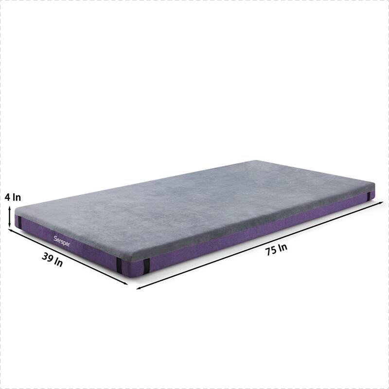 Sersper 4 Inch Twin Size Roll Up Mattress, Memory Foam Foldable Mattress,Futons,Yoga Mattress with Washable Cover