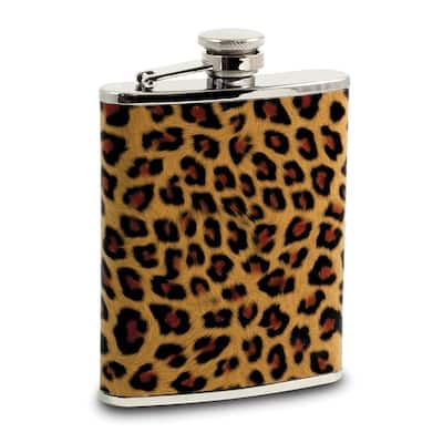 Curata 6 Ounce Stainless Steel Leopard Pattern Flask
