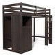preview thumbnail 11 of 32, Loft Bed Twin Size Wood Loft Bed Frame with Wardrobe Underneath, Kids Bedroom Loft Bed with Ladder and Safety Guardrail