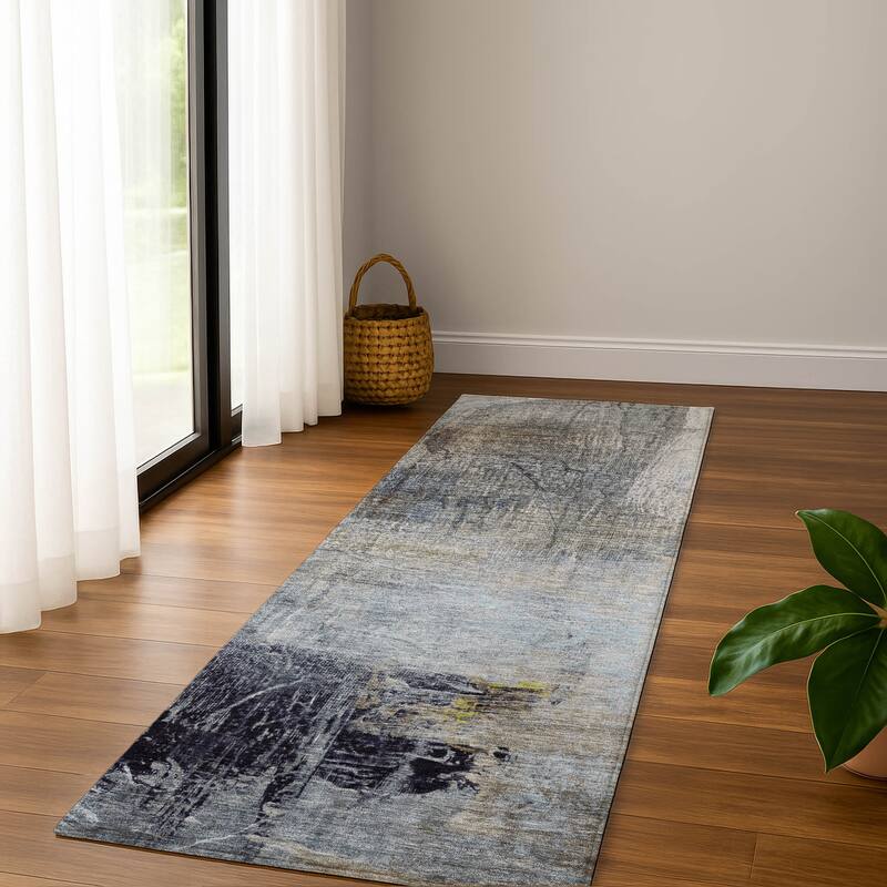 Premium Washable Super Soft Modern Prints Mayfield Rug - Sky - 2'3" x 7'6"